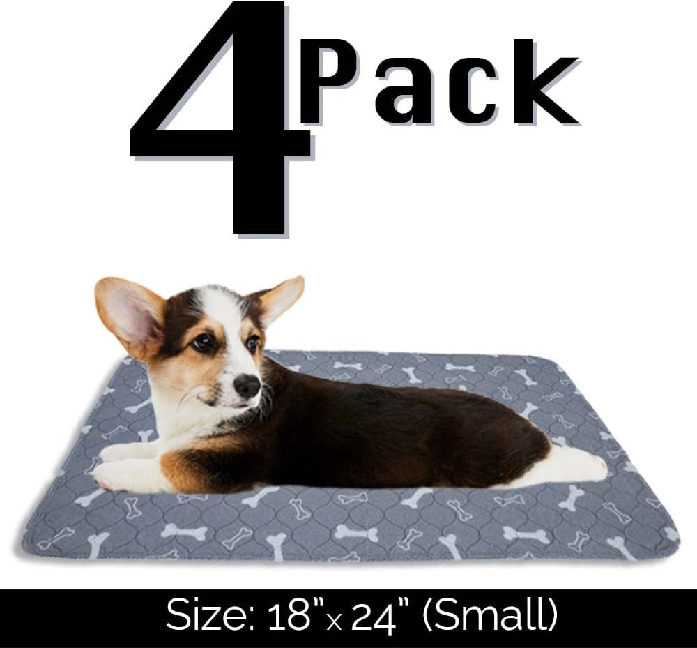 Washable Pee Pads for Dogs |18"X24"(4-Pack)| Eco Friendly Reusable Puppy Pads | Absorbent Piddle Pads Extra Large | Dog Training Pads | Whelping | Waterproof Potty Mats for Incontinence, Playpen/Crate